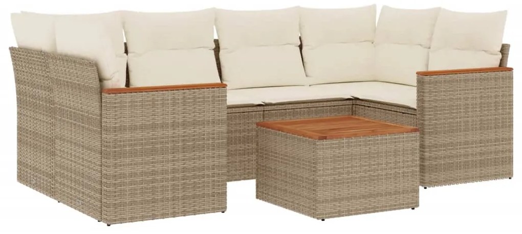 vidaXL Σαλόνι Κήπου Σετ 7 τεμ. Μπεζ Συνθετικό Ρατάν με Μαξιλάρια