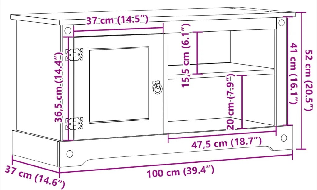 ΈΠΙΠΛΟ ΤΗΛΕΟΡΑΣΗΣ CORONA 100X37X52 ΕΚ. ΑΠΟ ΜΑΣΙΦ ΞΥΛΟ ΠΕΥΚΟΥ 4005667