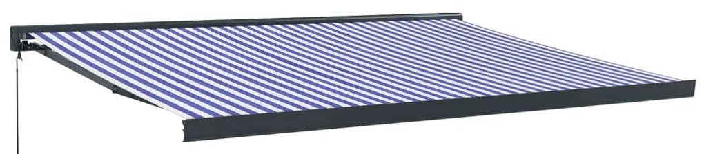 vidaXL Τέντα Πτυσσόμενη Μπλε και Λευκή 4 x 3 μ. Ύφασμα και Αλουμίνιο