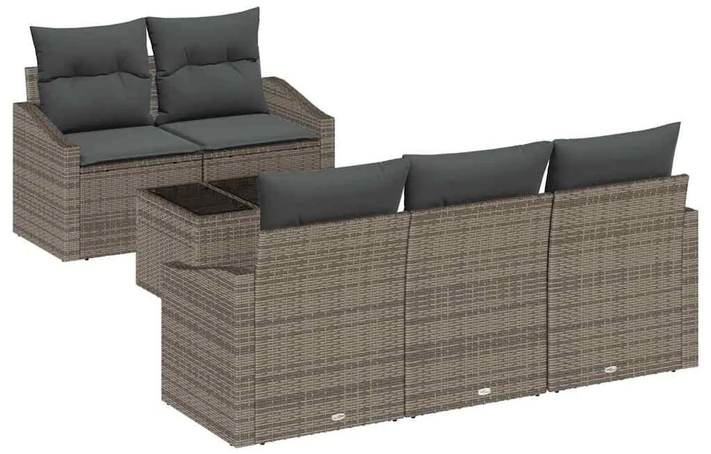 vidaXL Σετ Καναπέ Κήπου με μαξιλάρι 6 pcs Γκρι 55 x 55 x 37 εκ