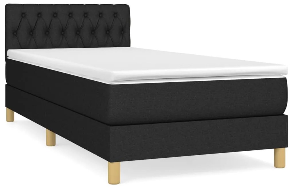 vidaXL Κρεβάτι Boxspring με Στρώμα Μαύρο 90x200 εκ. Υφασμάτινο