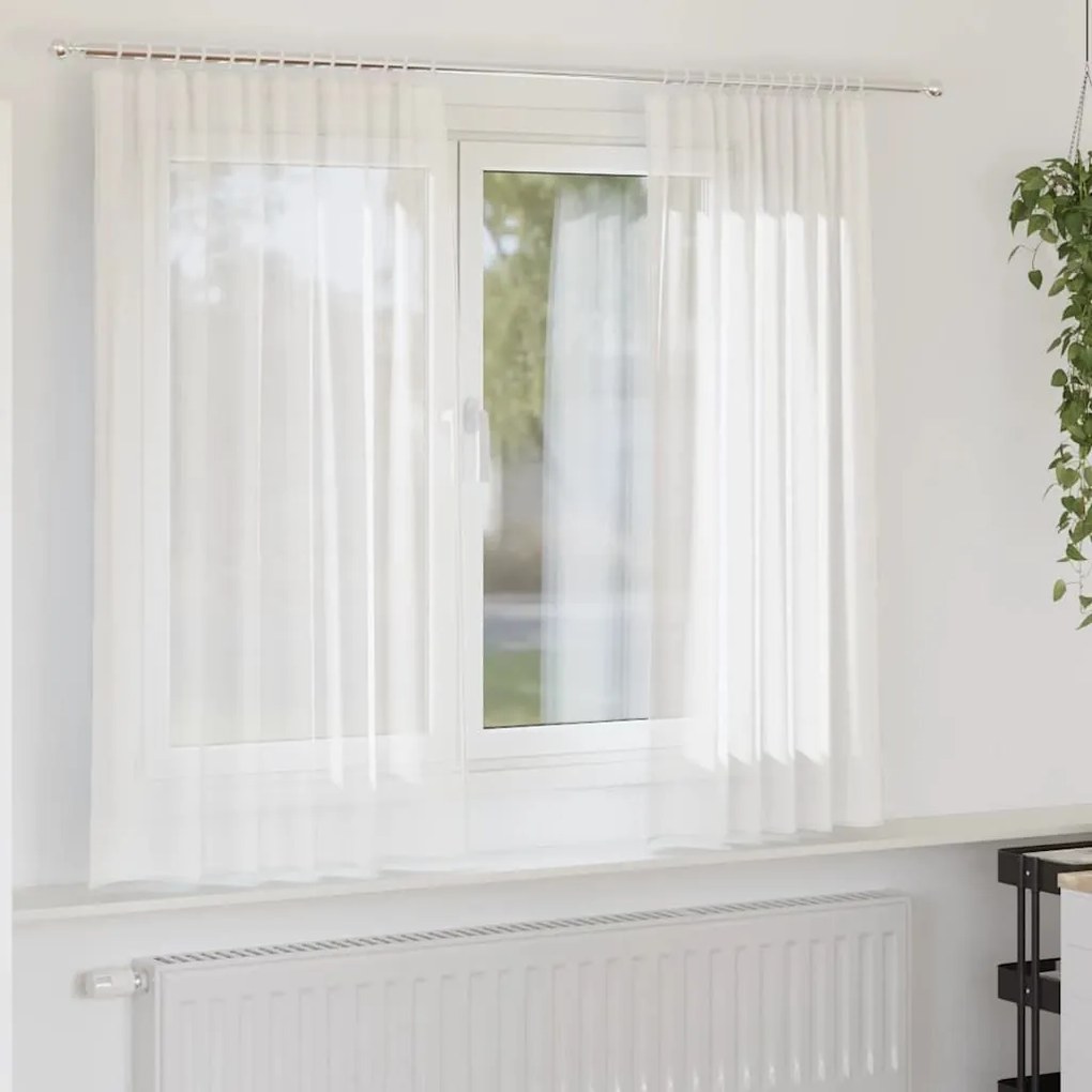 Κουρτίνες Voile με βρόχους 2 τεμάχια Λευκό 140x140 cm - Λευκό