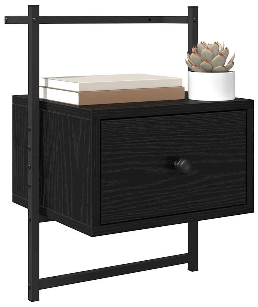 vidaXL Κομοδίνο 2 pcs Μαύρη Οξυά 35 x 30 x 51 εκ. Επεξεργασμένο ξύλο