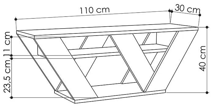 Έπιπλο τηλεόρασης Pipralla λευκό 110x30x40εκ 110x30x40 εκ.