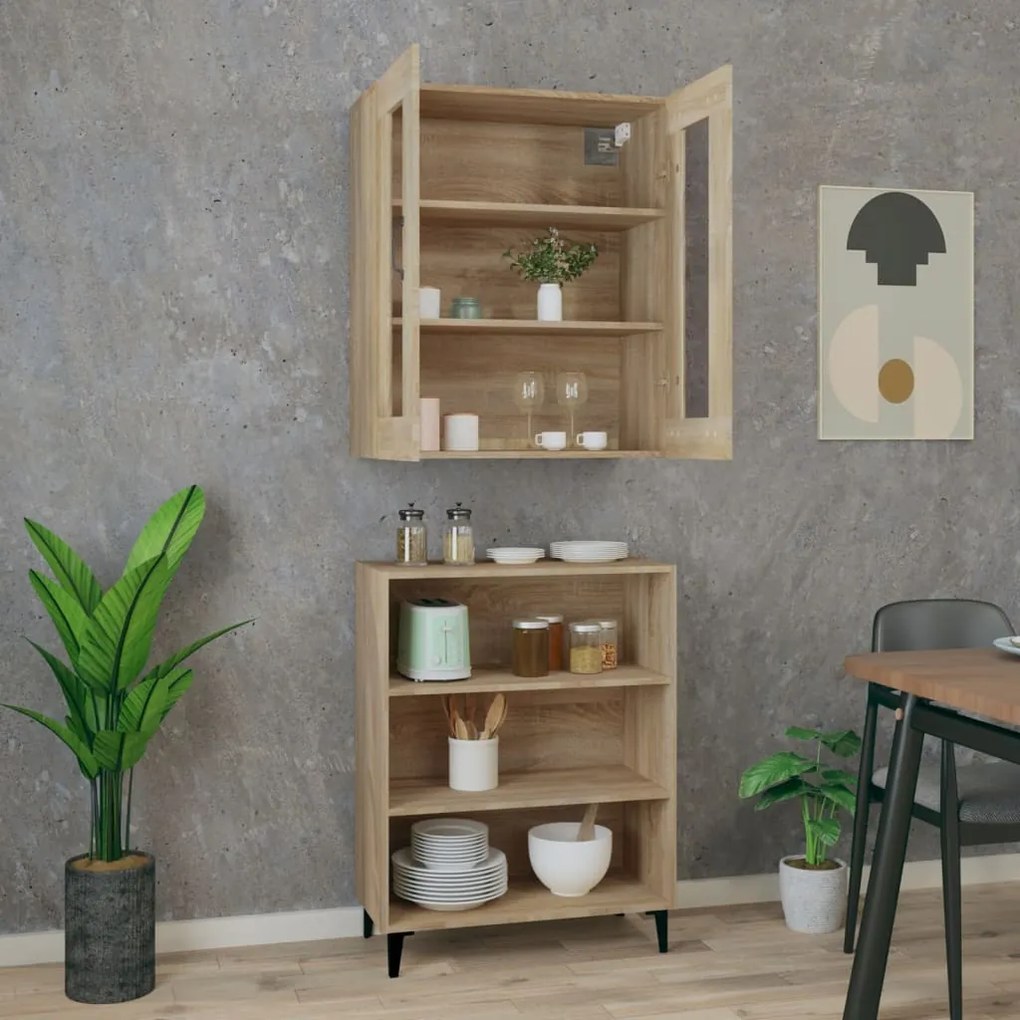 vidaXL Ντουλάπι Sonoma δρυς 69,5 x 34 x 180 εκ. από Επεξεργασμένο Ξύλο