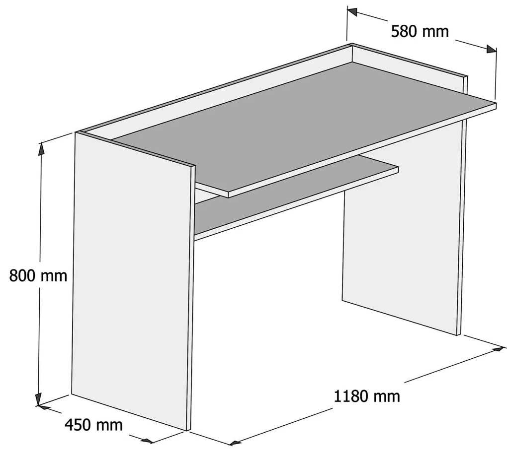 ΓΡΑΦΕΙΟ ΜΕΛΑΜΙΝΗΣ ΓΚΡΙ ΛΕΥΚΟ  118x58x80Υεκ.