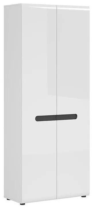 Ντουλάπα Boston M125, Άσπρο, Γυαλιστερό λευκό, 195x80x37cm, Πόρτες ντουλάπας: Με μεντεσέδες