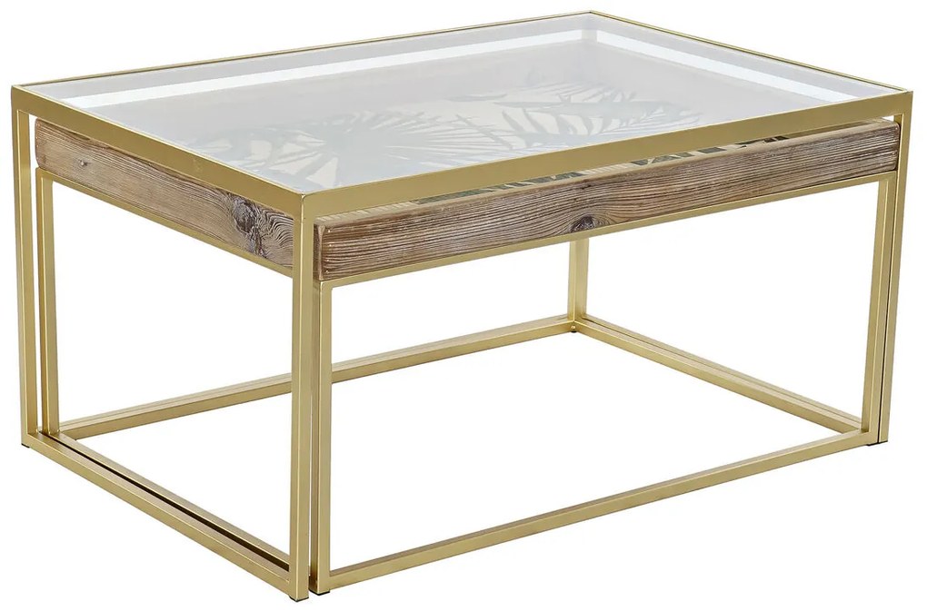 Τραπεζάκι Καφέ DKD Home Decor Χρυσό Φυσικό 90 x 60 x 45 cm
