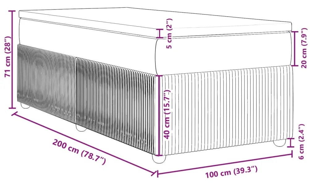 Κρεβάτι Boxspring με Στρώμα Μαύρο 100x200 εκ. Βελούδινο - Μαύρο