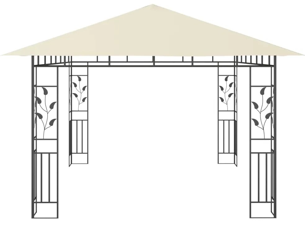 vidaXL Κιόσκι με Σήτα και Φωτάκια LED Κρεμ 4 x 3 x 2,73 μ.