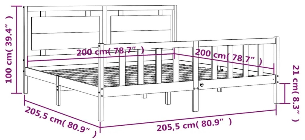 ΠΛΑΙΣΙΟ ΚΡΕΒΑΤΙΟΥ ΜΕ ΚΕΦΑΛΑΡΙ ΓΚΡΙ 200X200 ΕΚ. ΜΑΣΙΦ ΞΥΛΟ 3192188