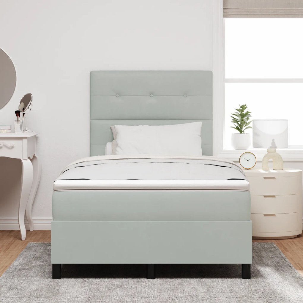 vidaXL Κρεβάτι Box Spring με Στρώμα Ανοιχτό Γκρι 120x200 εκ Βελούδο