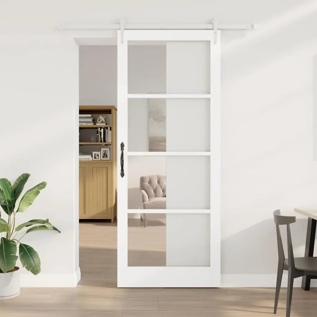 vidaXL Ολισθητή Πόρτα Λευκό 93 x 232 εκ. Ξύλο και μέταλλο