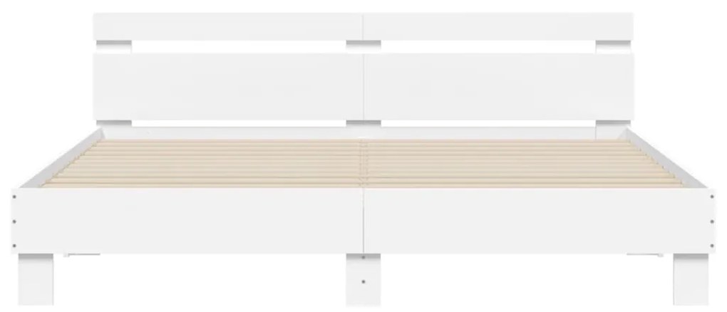 vidaXL Πλαίσιο Κρεβατιού με Κεφαλάρι Λευκό 160x200 εκ. Επεξ. Ξύλο