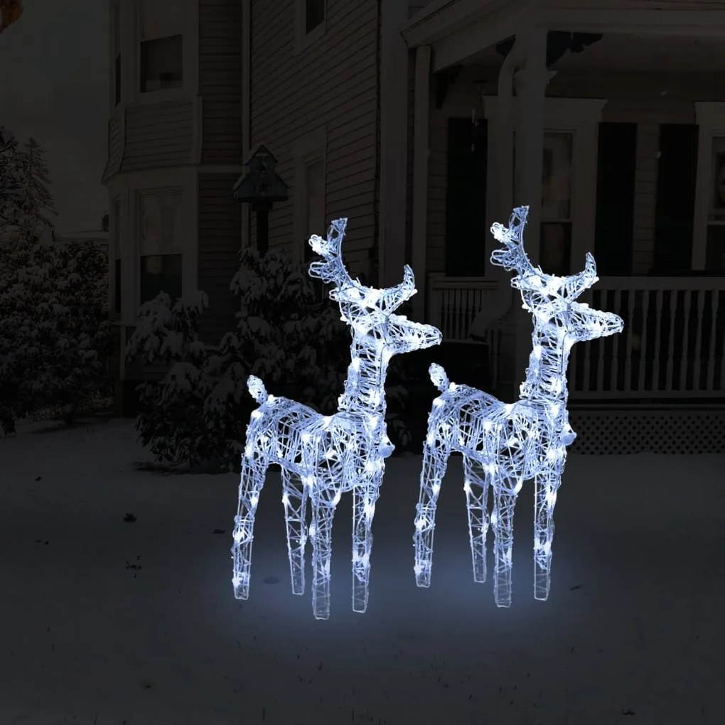 342679 vidaXL Χριστουγεννιάτικοι Τάρανδοι 2 τεμ. 80 LED Ψυχρό Λευκό Ακρυλικοί, 1 Τεμάχιο