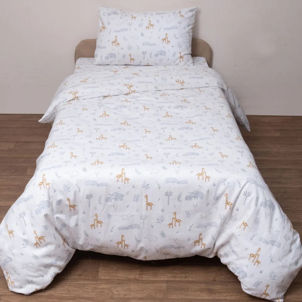 Φανελένια Παπλωματοθήκη Μονή (Σετ 160x240) Viopros Kids 2640 Λευκό