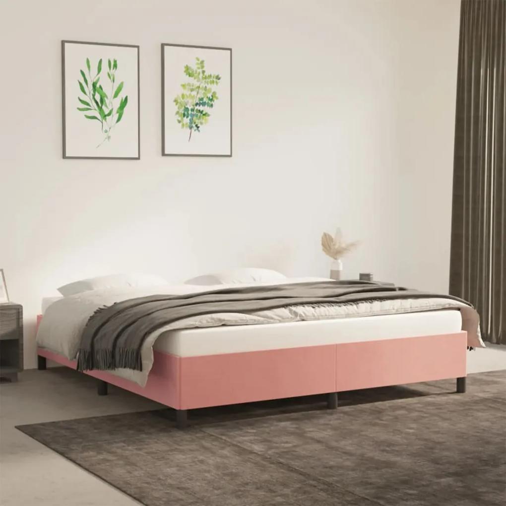 Πλαίσιο Κρεβατιού Ροζ 160x200 εκ. Βελούδινο