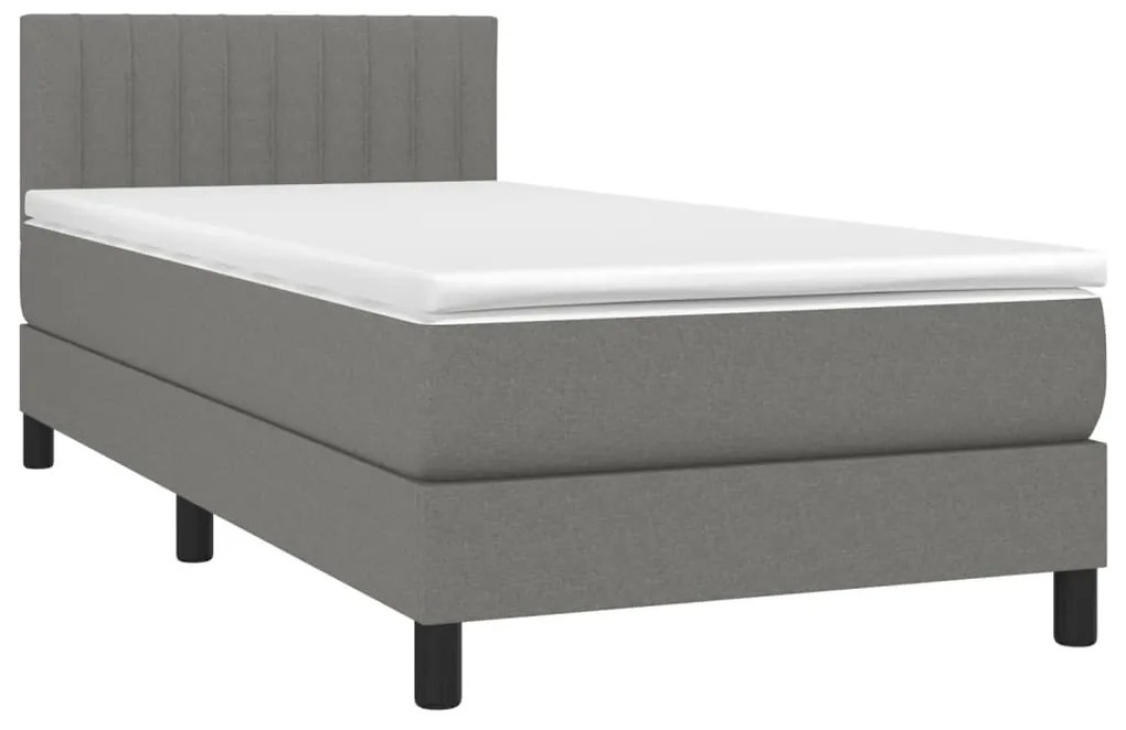 Κρεβάτι Boxspring με Στρώμα &amp; LED Σκ.Γκρι 80x200 εκ. Υφασμάτινο - Γκρι