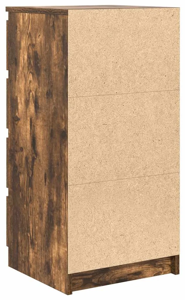 Συρταριέρα με Συρτάρια Καπνιστή Δρυς 37,5x35x99 εκ. Επεξ. Ξύλο - Καφέ