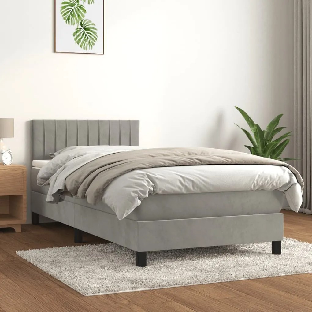 ΚΡΕΒΑΤΙ BOXSPRING ΜΕ ΣΤΡΩΜΑ ΑΝΟΙΧΤΟ ΓΚΡΙ 90X200 ΕΚ. ΒΕΛΟΥΔΙΝΟ 3141401