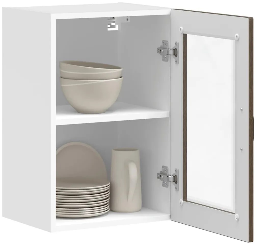 vidaXL Ντουλάπι τοίχου κουζίνας με γυάλινη πόρτα Porto Καφέ δρυς