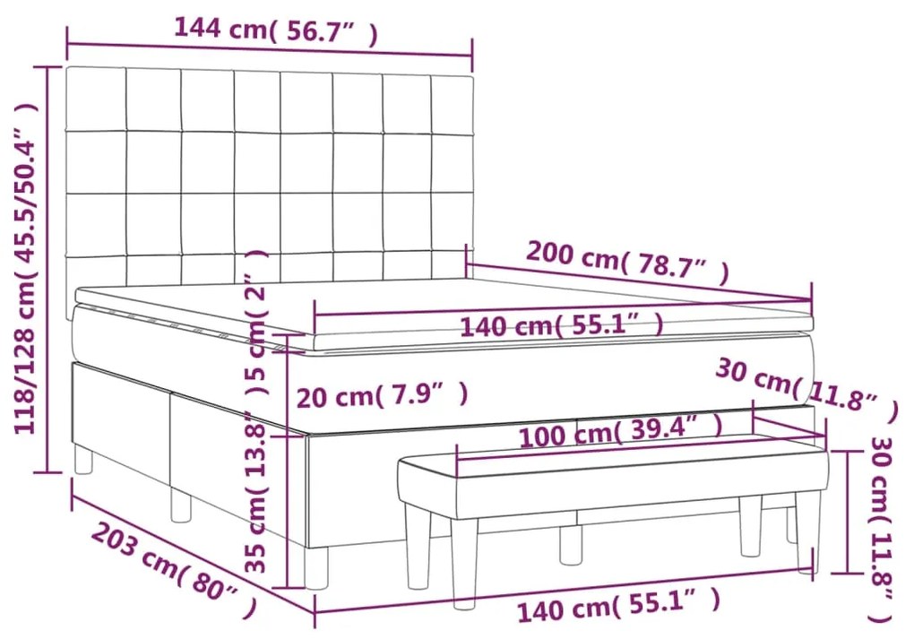 ΚΡΕΒΑΤΙ BOXSPRING ΜΕ ΣΤΡΩΜΑ ΣΚΟΥΡΟ ΓΚΡΙ 140X200 ΕΚ. ΒΕΛΟΥΔΙΝΟ 3137846