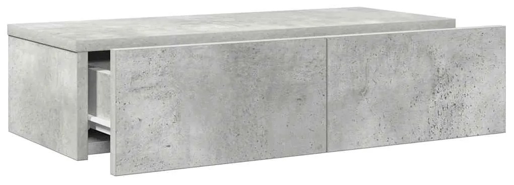 Ράφι τοίχου με συρτάρια Γκρι μπετόν 60x26,5x15 cm Ξύλο μηχανής 859971