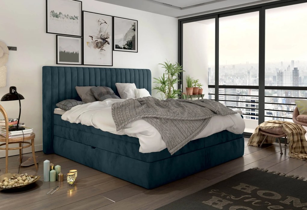 Επενδυμένο κρεβάτι Melantha με στρώμα και ανώστρωμα-160 x 200-Kokkino