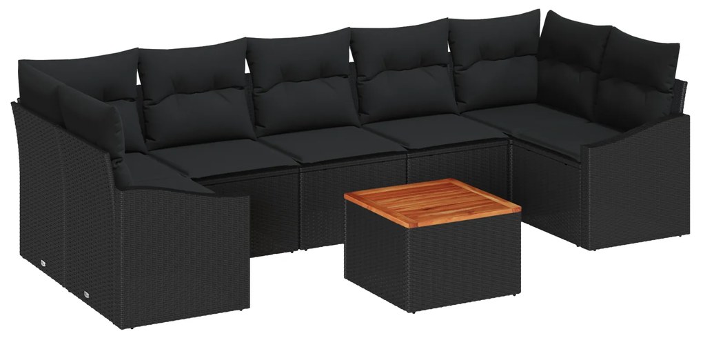vidaXL Σετ Σαλονιού Κήπου 8 pcs Μαύρο 55 x 55 x 37 εκ Ρατάν, ξύλο