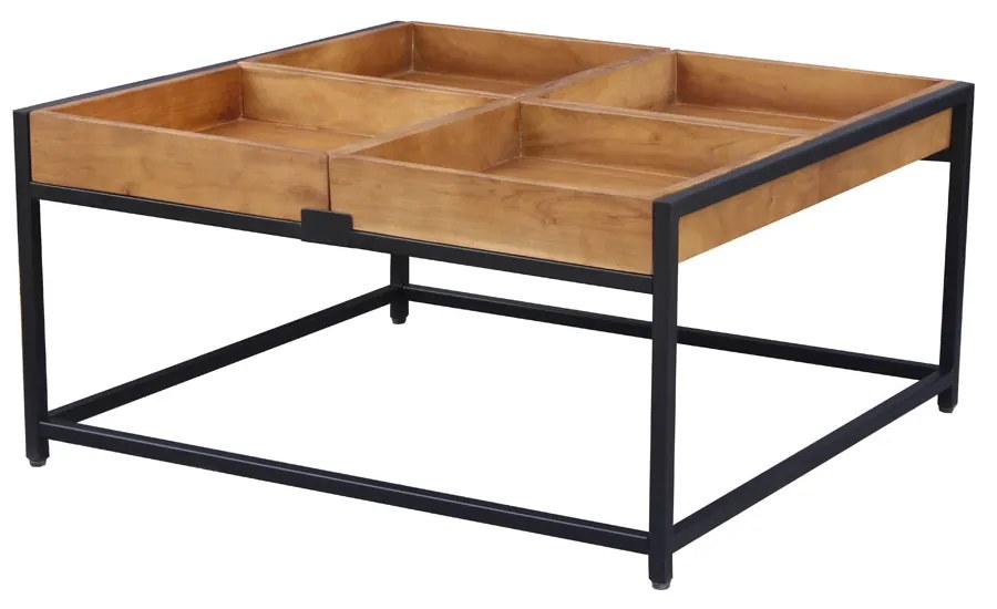 COMBO COFFEE TABLE ΚΑΡΥΔΙ ΜΑΥΡΟ 84x80xH42cm - 04-1044