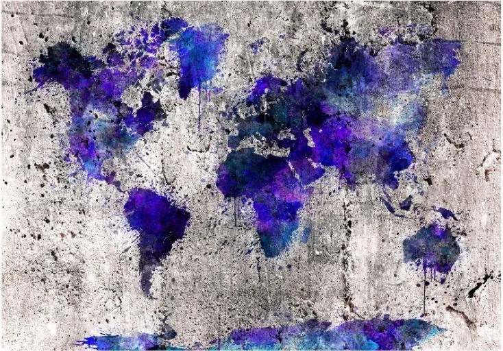 Αυτοκόλλητη φωτοταπετσαρία - World Map: Ink Blots - 196x140