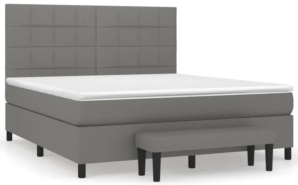 vidaXL Κρεβάτι Boxspring με Στρώμα Σκούρο Γκρι 160x200 εκ Υφασμάτινο