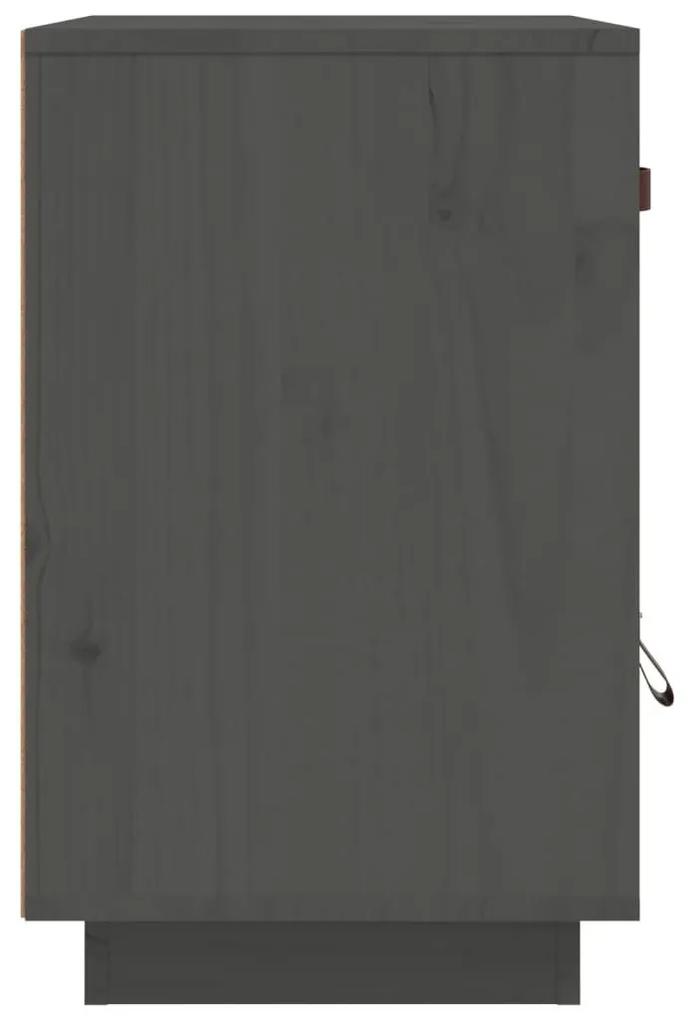 Κομοδίνο Γκρι 40x34x55 εκ. από Μασίφ Ξύλο Πεύκου - Γκρι