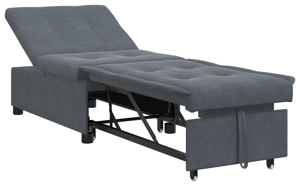 vidaXL Καναπές-Κρεβάτι Σκούρο γκρι 67 x 194 x 38 εκ Βελούδο