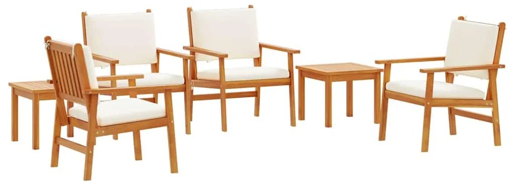 vidaXL Σετ Καναπέ Κήπου 6 pcs Καφέ 45 x 45 x 38 εκ. Μασίφ ξύλο ακακίας
