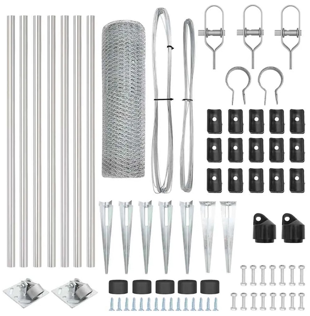 vidaXL Στύλος Περιφράξεων Ασημί 10 x 0,5 μ (25 mm πλέγμα) Ατσάλι