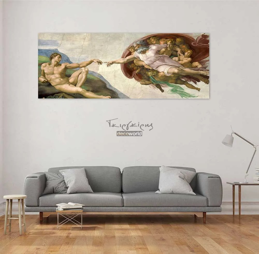 Πίνακας σε καμβά "Η Δημιουργία του Αδάμ"  Michelangelo KNV434 50cm x 115cm