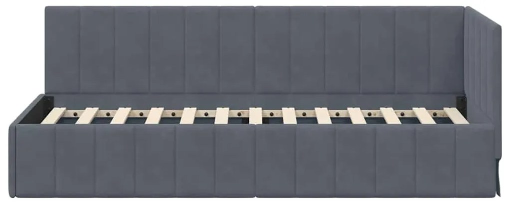vidaXL Κρεβάτι Γωνίας με κεφαλάρι Σκούρο γκρι 80 x 200 cm Βελούδο