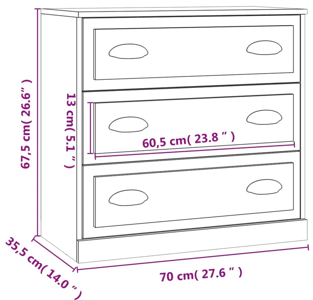 Μπουφές Καφέ Δρυς 70x35,5x67,5 εκ. από Επεξεργασμένο Ξύλο - Καφέ