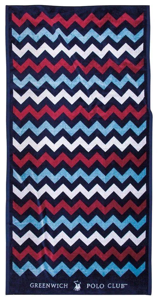 Πετσέτα Θαλάσσης 4008 Blue-Red-White Greenwich Polo Club Θαλάσσης 90x180cm 100% Cotton