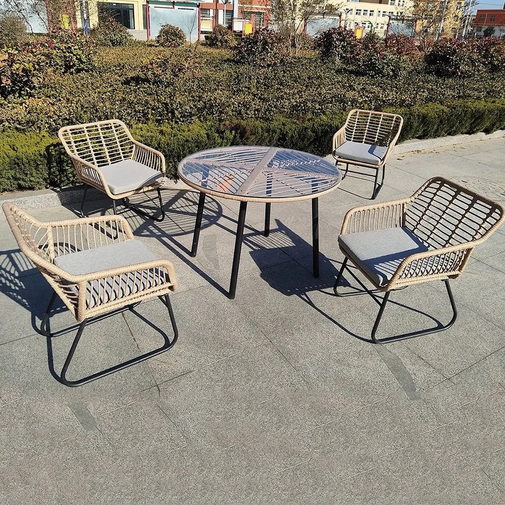 Τραπεζαρία (Σετ 5Τμχ) Salsa Ε2802 Natural-Black Four Seater