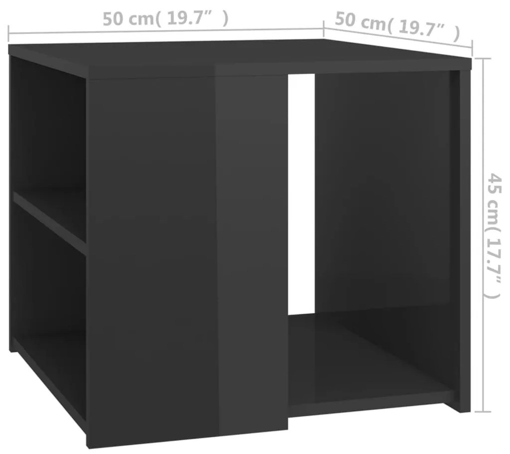 Τραπέζι Βοηθητικό Γυαλιστερό Γκρι 50 x 50 x 45 εκ. Επεξ. Ξύλο - Γκρι