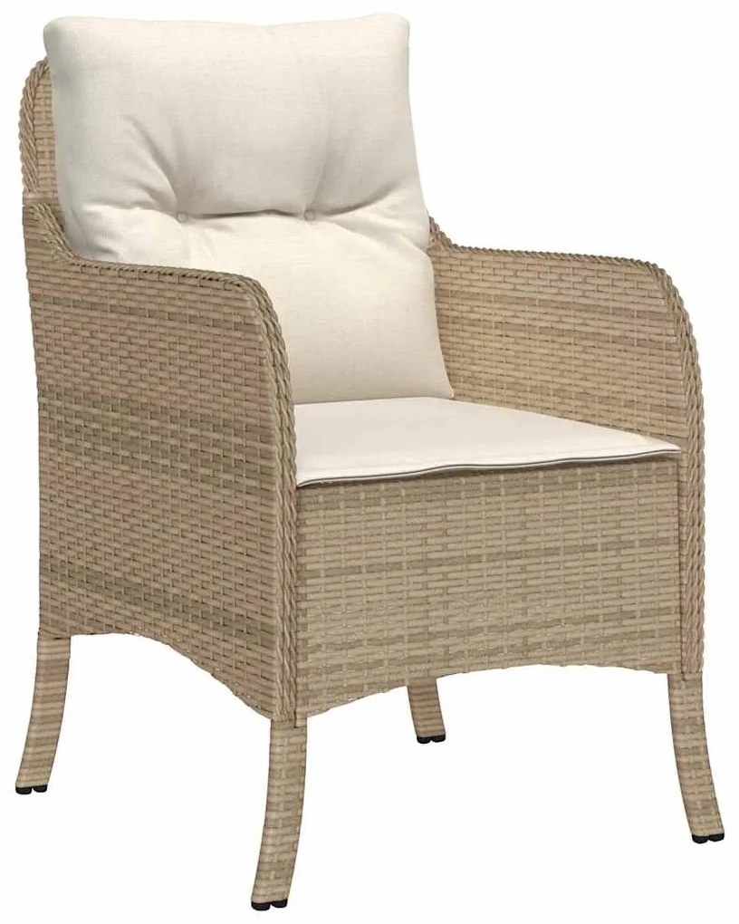 vidaXL Σέτ φαγητού για κήπο με μαξιλάρι 7 pcs Μπεζ Πολυ ράταν