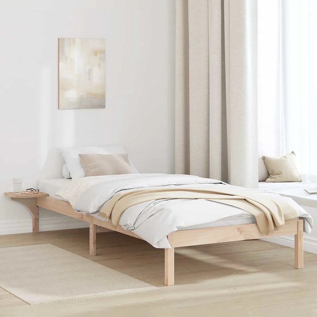 vidaXL Πλαίσιο κρεβατιού με κομοδίνα Καφέ 90 x 190 cm Καφέ