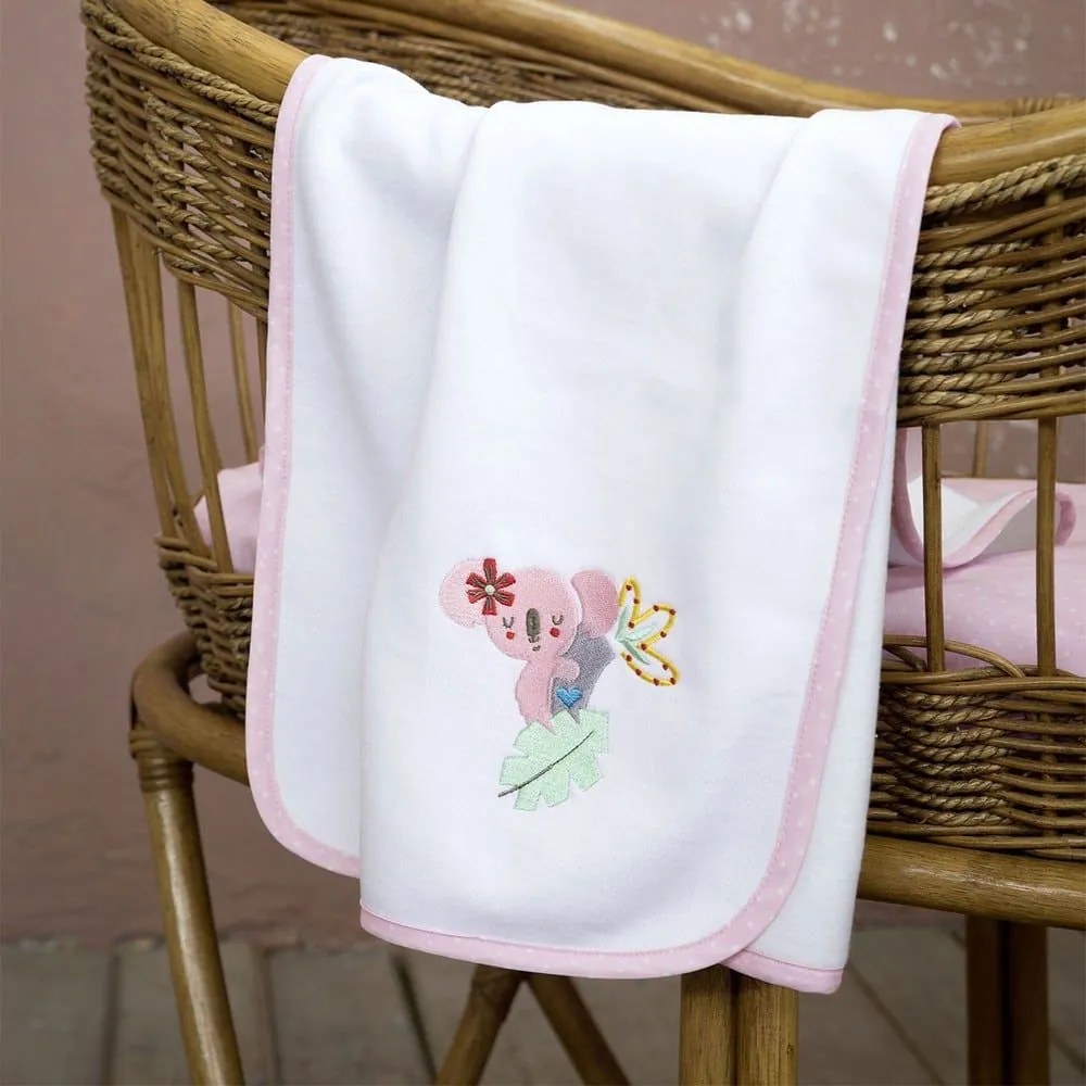 Κουβέρτα Βρεφική 4 Εποχών Sweetland White-Pink Nima Cradle 110x140cm Βαμβάκι-Πολυέστερ
