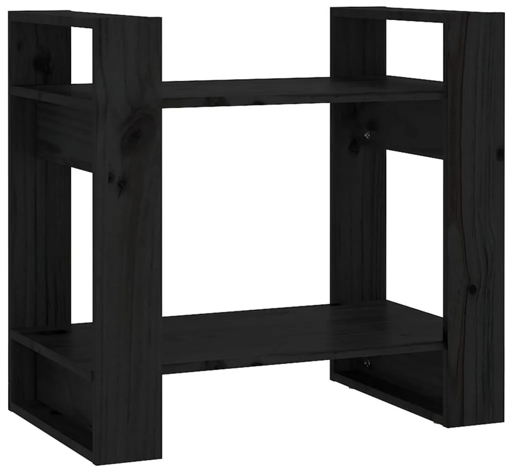 vidaXL Βιβλιοθήκη/Διαχωριστικό Χώρου Μαύρο 60x35x57 εκ. Μασίφ Πεύκο