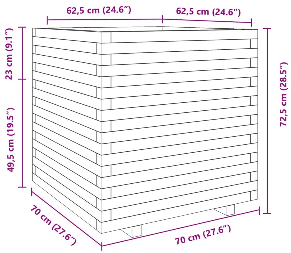 ΖΑΡΝΤΙΝΙΕΡΑ ΚΗΠΟΥ 70X70X72,5 ΕΚ. ΑΠΟ ΜΑΣΙΦ ΞΥΛΟ ΨΕΥΔΟΤΣΟΥΓΚΑΣ 3282587