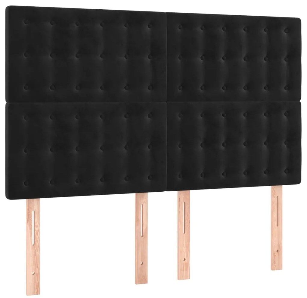 vidaXL Κεφαλάρι Κρεβατιού LED Μαύρο 144x5x118/128 εκ. Βελούδινο