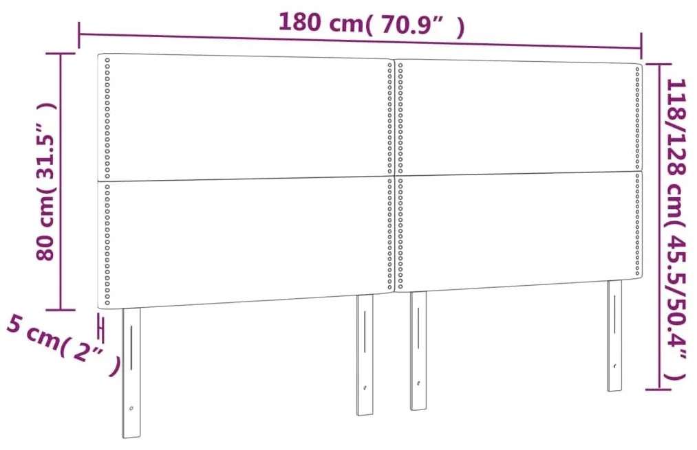 Κεφαλάρια Κρεβατιού 4 τεμ. Αν. Γκρι 90x5x78/88 εκ. Βελούδινο - Γκρι