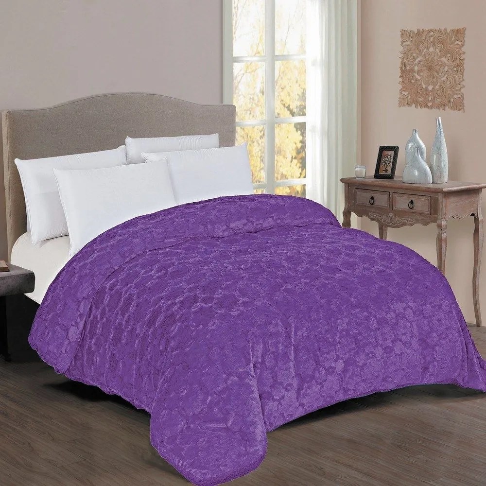 Κουβερτοπάπλωμα 1830 Γούνα-Sherpa 730gsm Purple DimCol Single 160x220cm Πολυέστερ